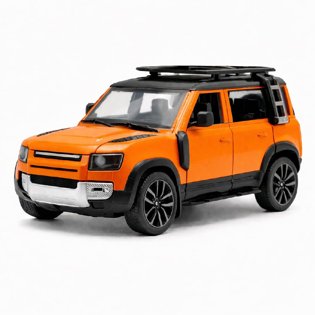 Pringo Defender Toy Car for Kids (Orange) – 1:36 Scale Diecast Metal SUV with Pull Back Action | Two Side Openable Doors | Light & Sound Effects | Model Car Toy for Boys & Girls 3+ Years-image-12