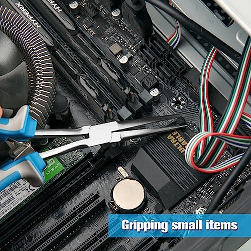 SPEEDWOX Long Reach Needle Nose Pliers Precision Needle Nose Pliers w/ Teeth Wire Looping Pliers for Jewelry Making Extra Long Needle Nose w/ Protective Cover for Narrow Space Blue White - Image 4