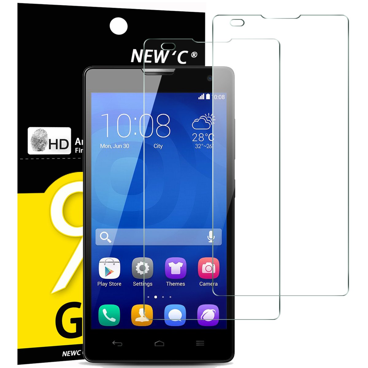 NEW'C [2 Pack] Designed for Huawei Honor 3C Screen Protector Tempered Glass, Anti Scratch, Bubble Free, Ultra Resistant