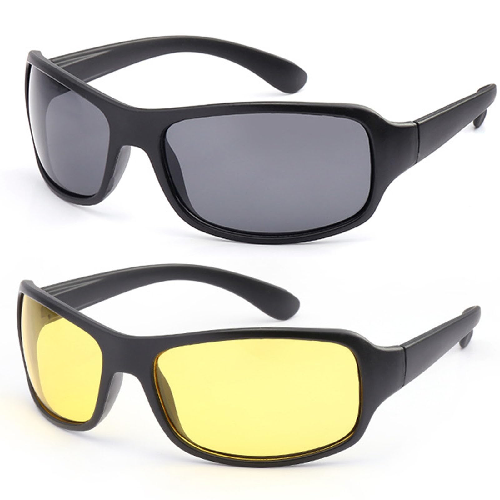 2PCS Driving Glasses for Men Women, 2 Pack for Driving, Cycling, Road Trips, Anti Glare Yellow Tinted Sunglasses with Black Frames-image-11