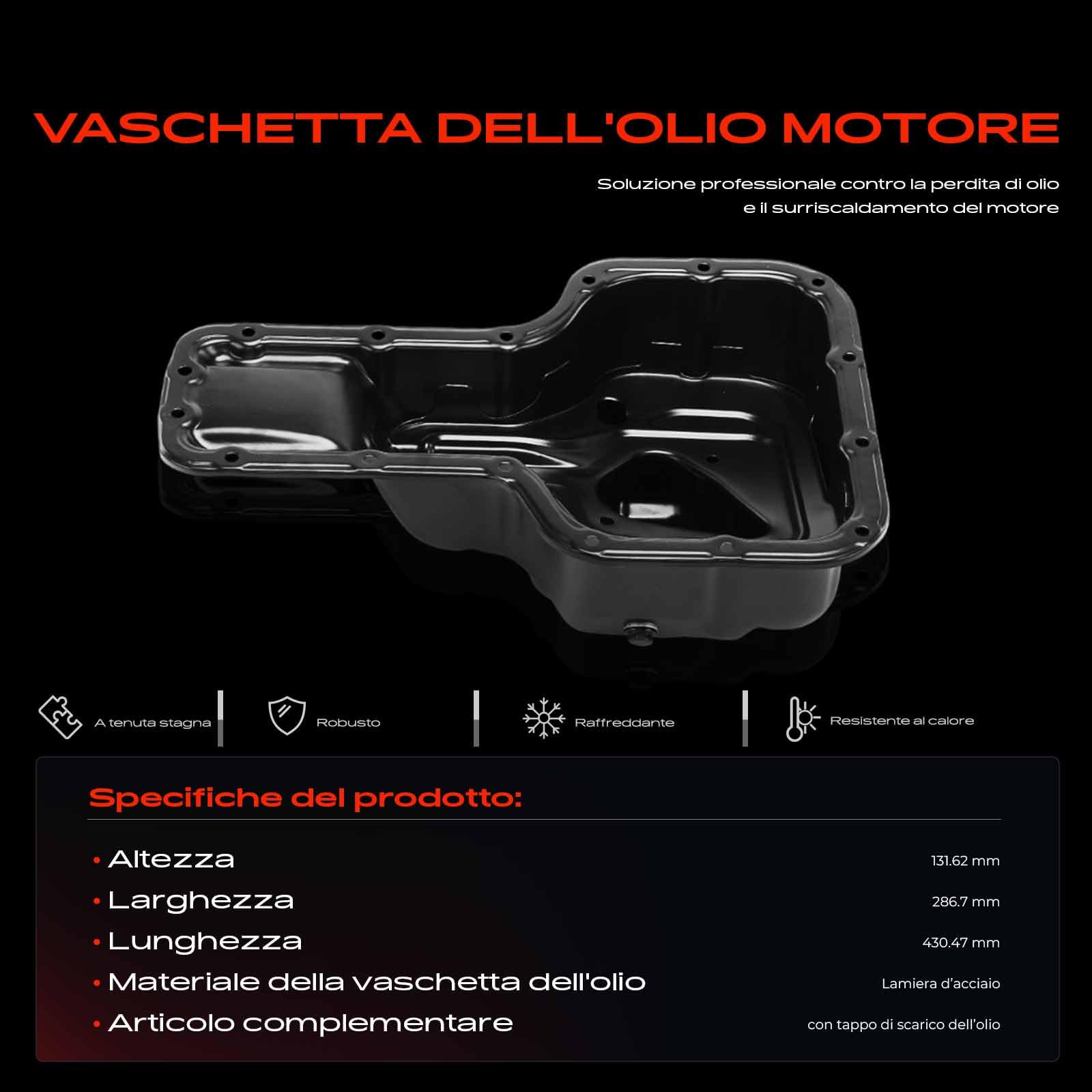 Frankberg Coppa dell'olio coppa dell'olio motore coppa della benzina | Compatibile con: A.v.e.n.s.i.s Station Wagon T22, A.v.e.n.s.i.s T25, C.o.r.o.l.l.a Compact E11, A.v.e.n.s.i.s T22