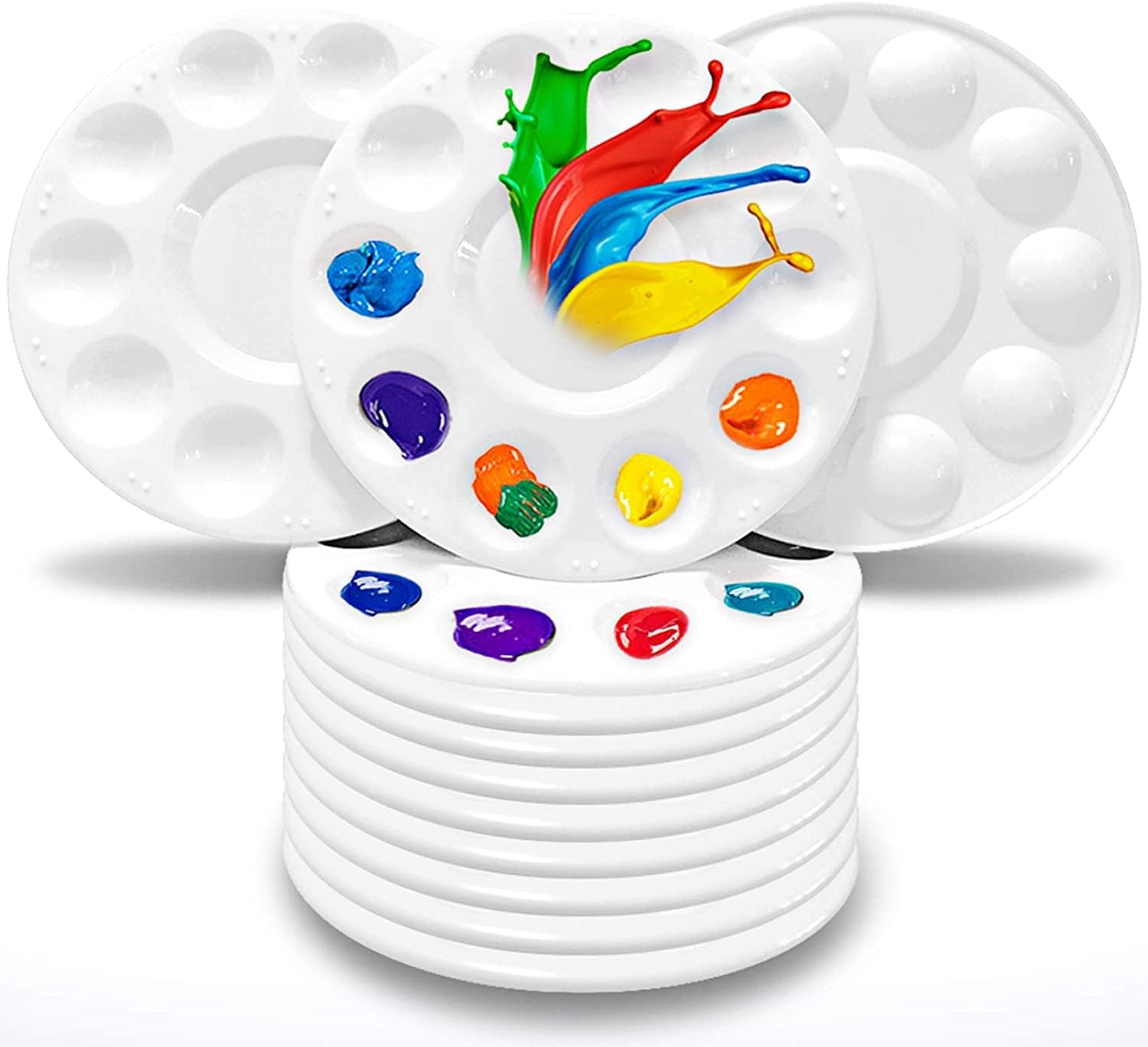 – Khazna 12 Pcs Paint Palettes, Paint Palette Tray Plastic for Kids and Adults to Painting Party, Create DIY Craft Professional Art PaintingAcrylic Palette