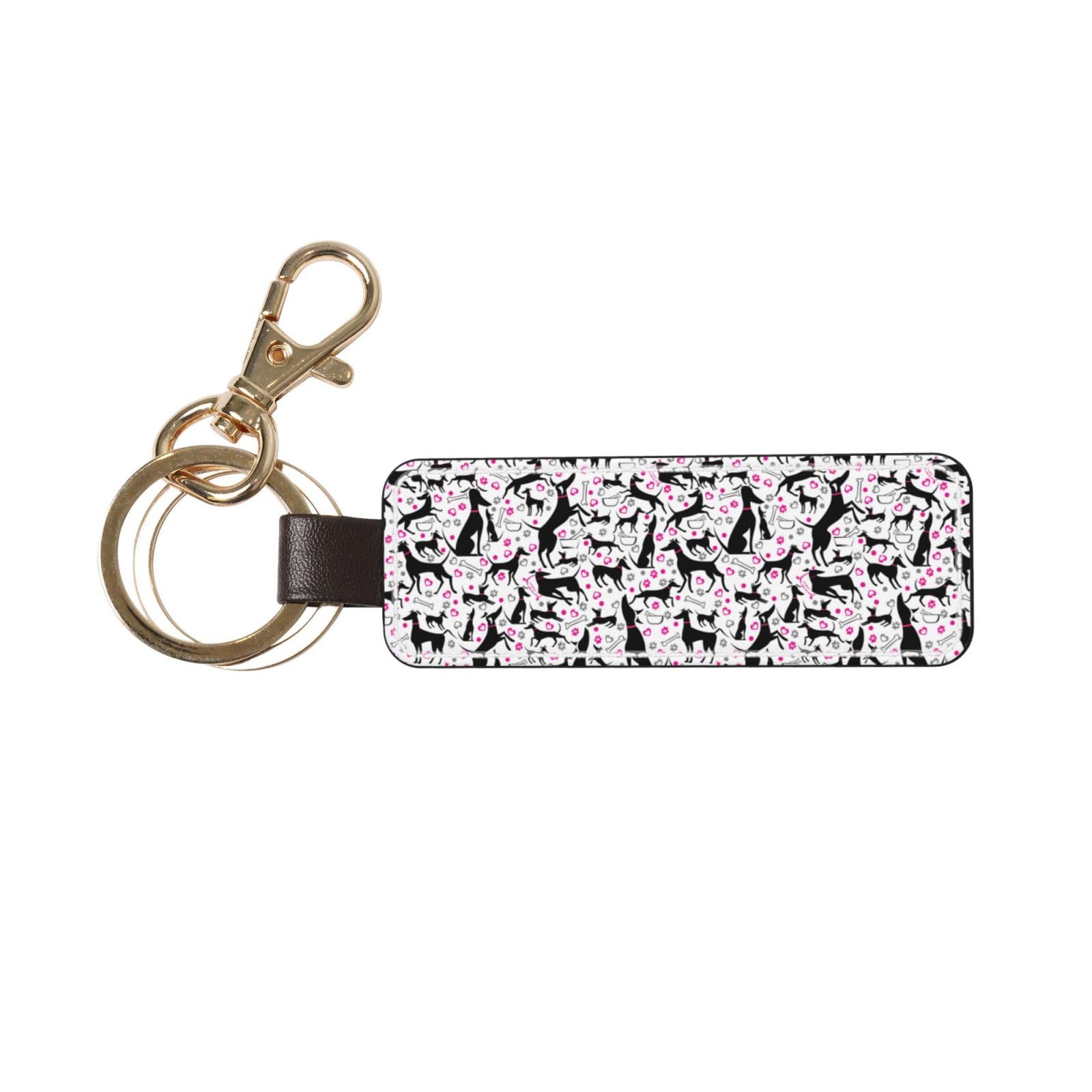 Ywsotre Unisex As Picture Greyhounds And Paw Heart, Pu Leather Keychain,Keyring Key Chain Ring Holder Organizer 1 Pc