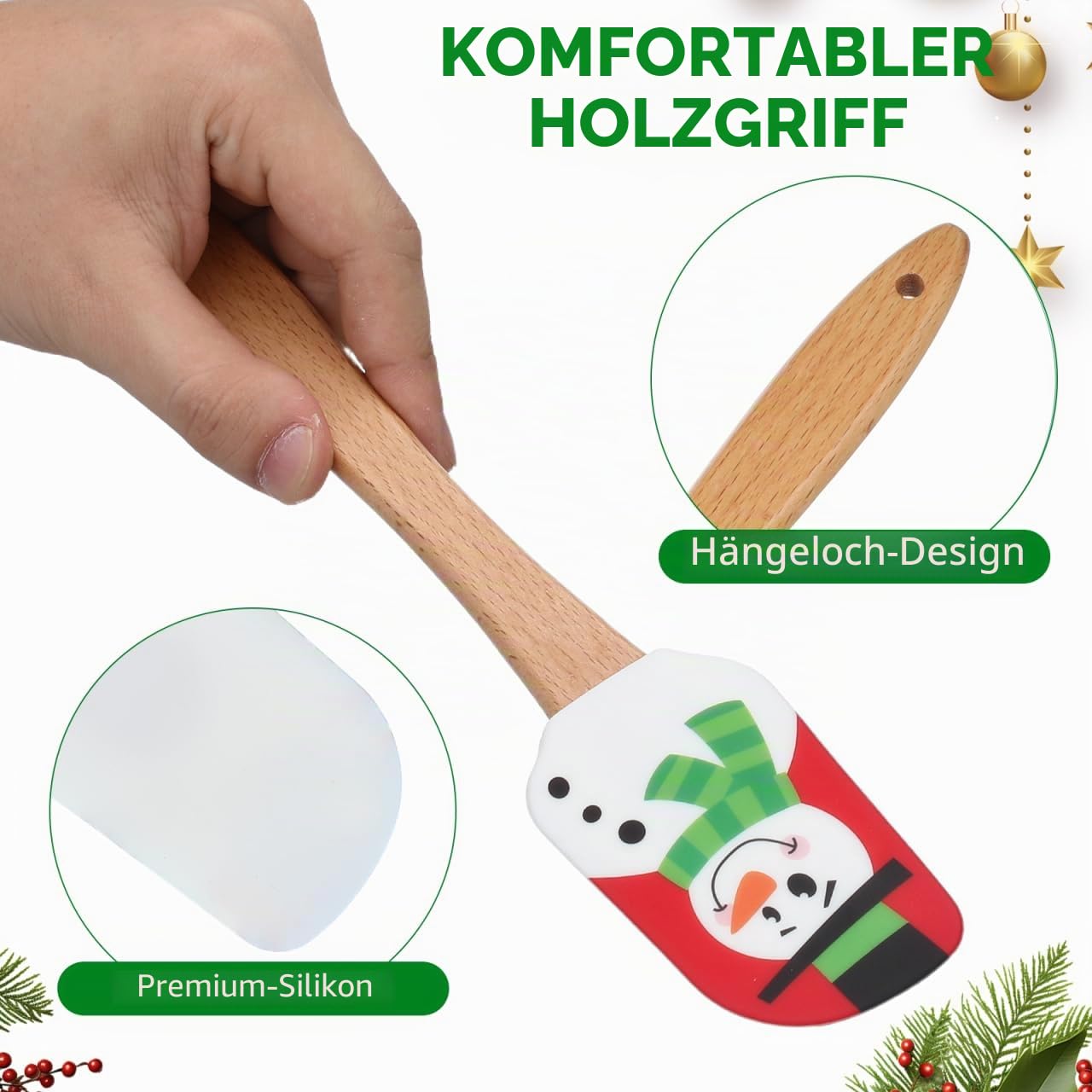 Operitacx 8 StüCk Silicone Teigschaber Weihnachten, Teigspachtel Silikon Spatel Klein HitzebestäNdige FüR Butter, KäSe, Sahne