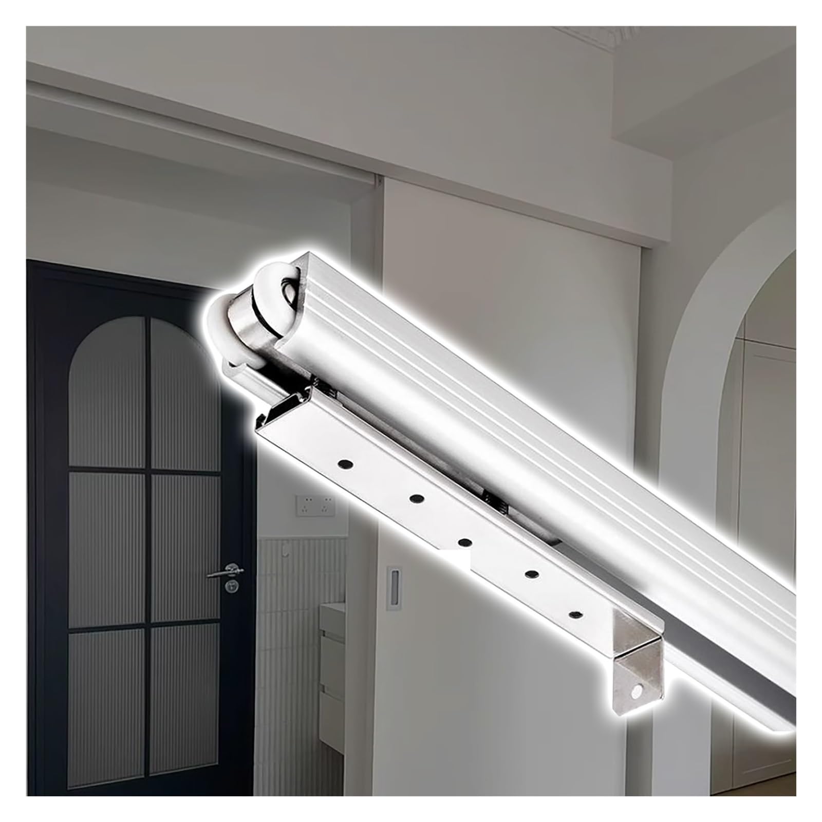 Pocket Door Kit - Sliding Single System, Aluminum Track and Rollers, Top Hung Wall Mounted Barn Door Hardware Kit, Replacement Door Rail, Length