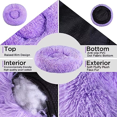 Purplescrt Dog Beds For Small Dogs, Purple Dog Sofa And Pet Beds For Cats, Round Dog Bed With Faux Fur And Warming Comfort Fit For Terriers, Miniature Poodles (23-Inch, Max 20 Lbs.) #TOP2