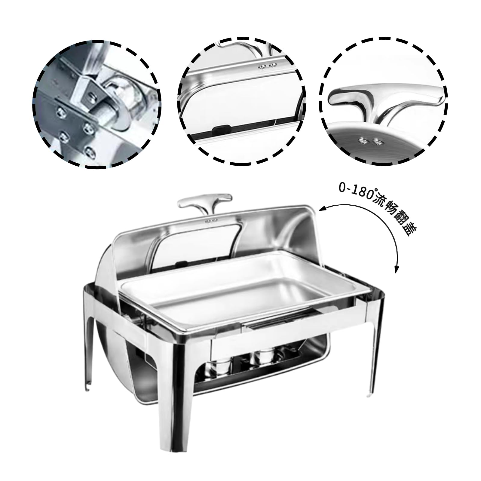 Set da buffet con riscaldatore isolante e vassoio superiore arrotolabile per matrimoni, feste, banchetti, ideale per catering e esposizione di cibo, durevole e facile da pulire