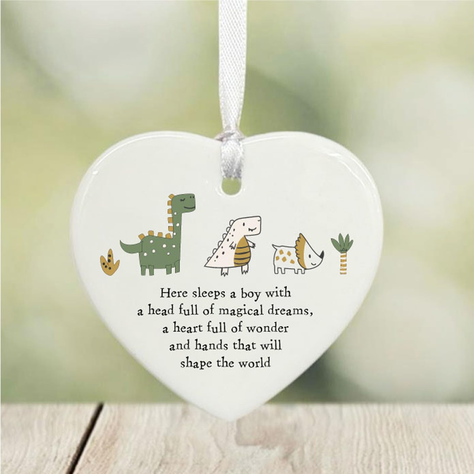 Personalised Porcelain Heart 'Here Sleeps A Boy..' Baby Shower Porcelain Gift, Nursery Decoration, New Baby Gift, Porcelain Heart Keepsake