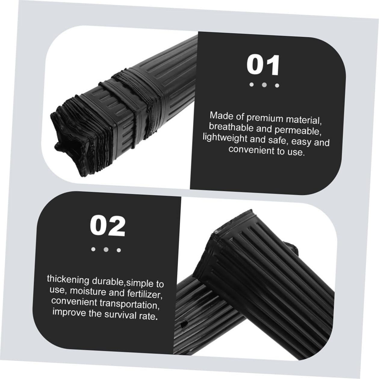 Veemoon Lot de 60 Godets de Culture en Plastique Noir 10x30 Cm pour Pépinière, Pots Profonds et Nutritifs pour Semis D’Agrumes, Légumes et Plantes, Accessoires de Jardinage Respirants
