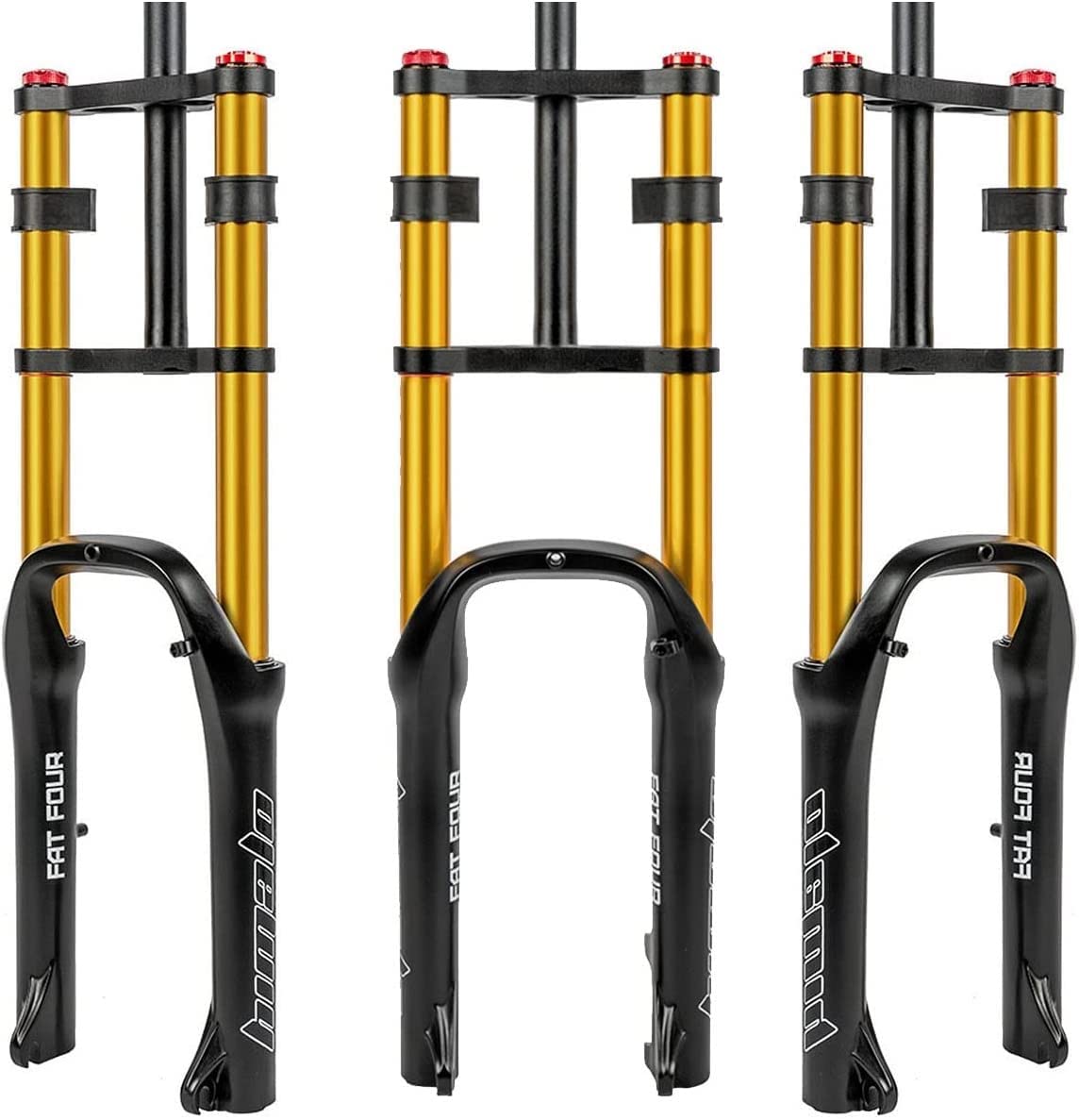 WIQUYBML Snow Bike Air Fork 20inch Beach For 4.0 Tire Travel 110mm Fat Suspension Double Shoulder 1-1/8" Adjustable Rebound Disc Brake QR MTB ATV XC AM