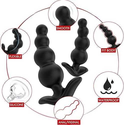 Miniatura 6 de Tapones anales de silicona con cuentas anales, entrenador anal con 3 tamaños diferentes, juegos de entrenamiento anal para usuarios avanzados,