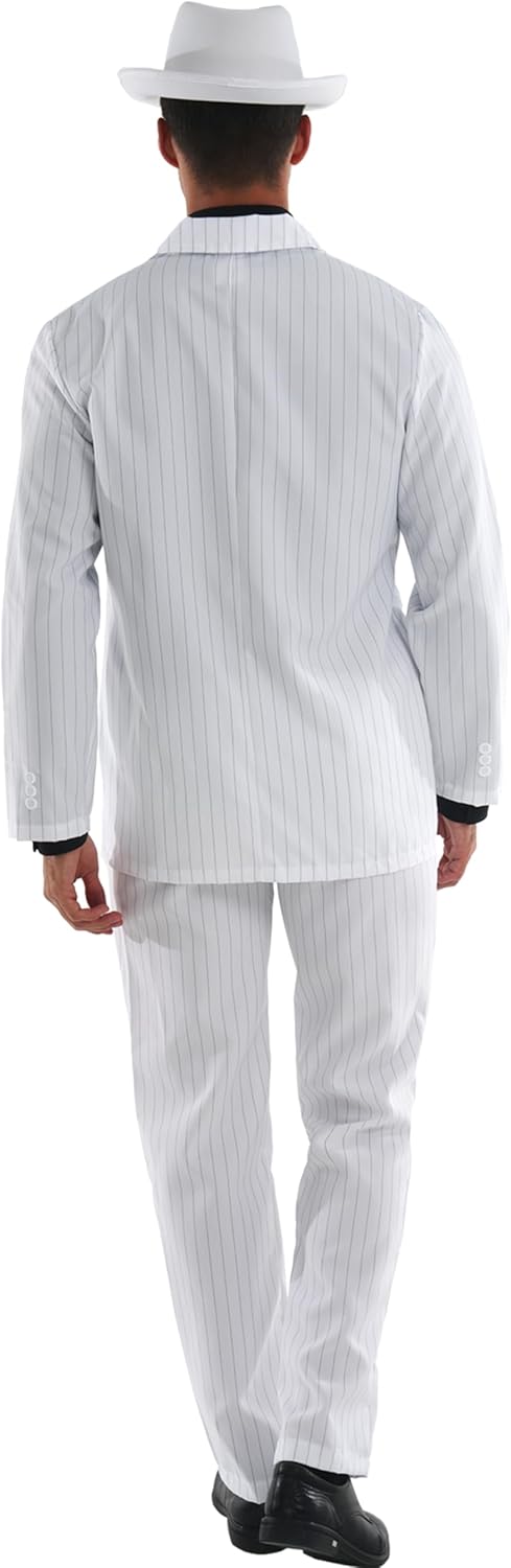 Leadtex 1920's Gangster Costume for Men,Mob Boss Costume for Men,Pinstriped Halloween Suit Include Jacket,Pants and A Tie - Image 4