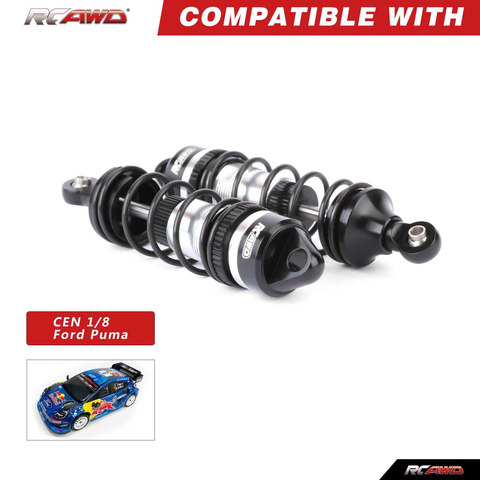 RCAWD Front Rear Shocks Set 4Pcs All Metal for 1/8 Cen F450 F250 Series Upgrades Parts Silver