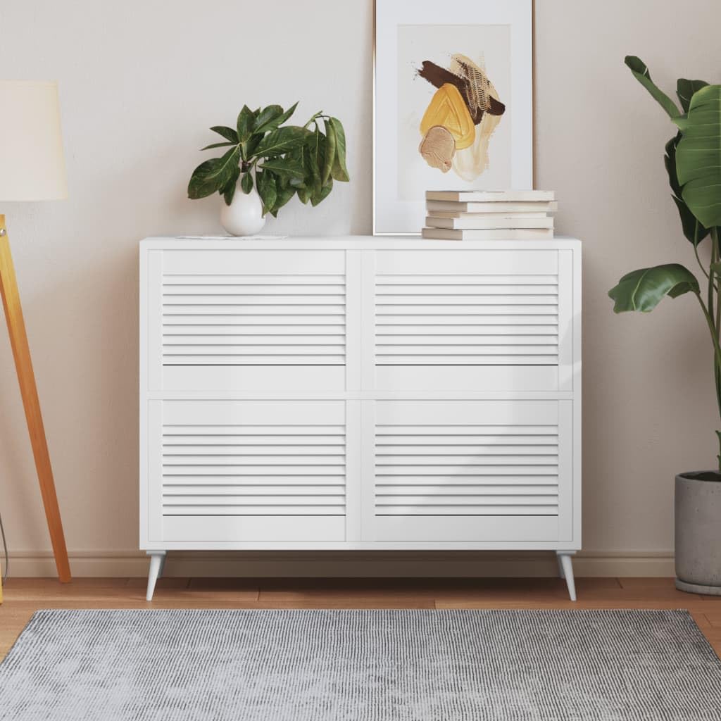 Schranktüren Lamellen-Design aus massivem Kiefernholz Weiß 39,5x59,4 cm 4 Stück Möbeltür Ersatzteil für Küchenfront Kleiderschrank Bad Wohnzimmer mit Luftzirkulation und Verkleidung