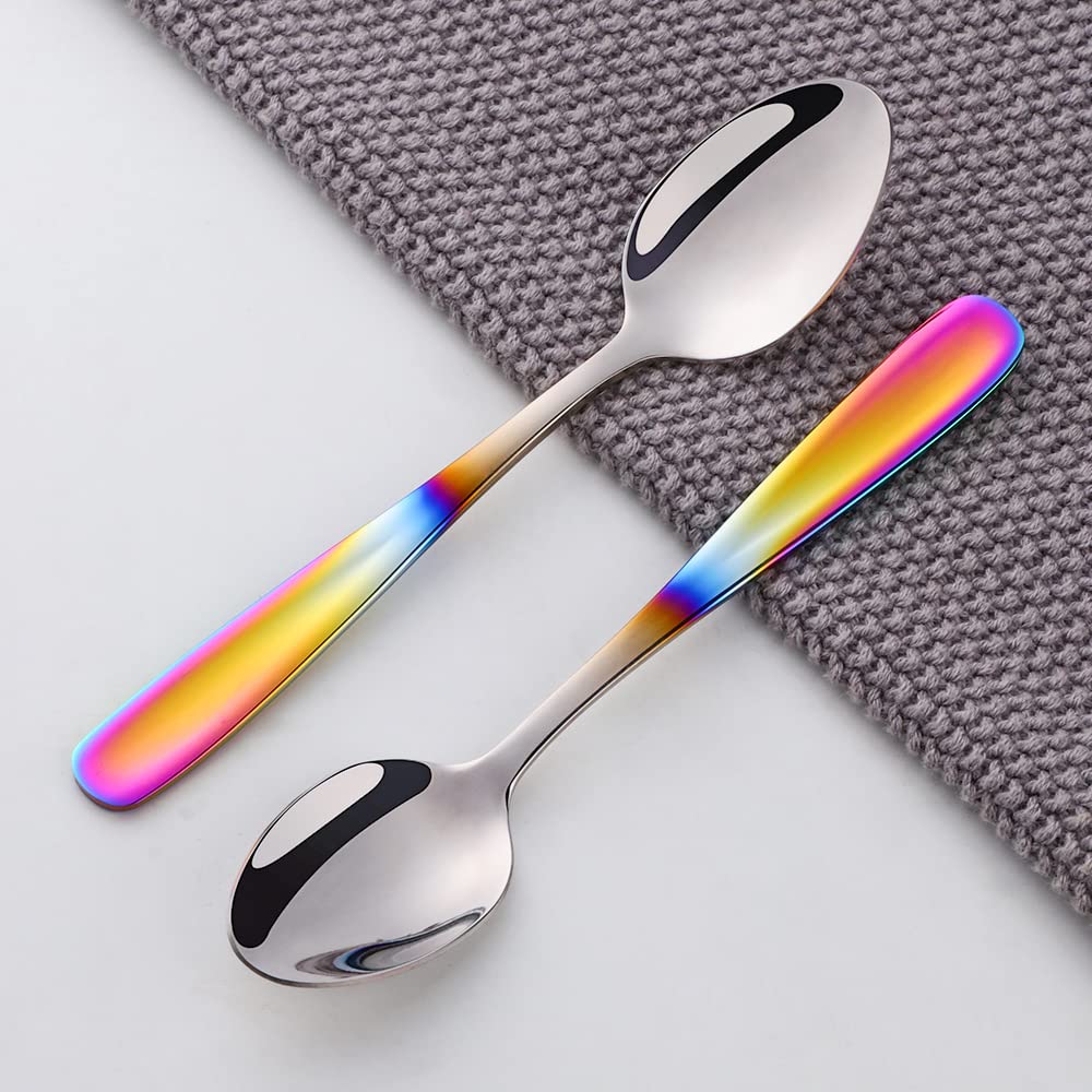 BISDARUN 8-Piece Coffee Spoon Set Stainless Steel Gradient Rainbow Teaspoon Mocha Spoon Dessert Spoon 13.5CM(5.3 Inch) - Image 3