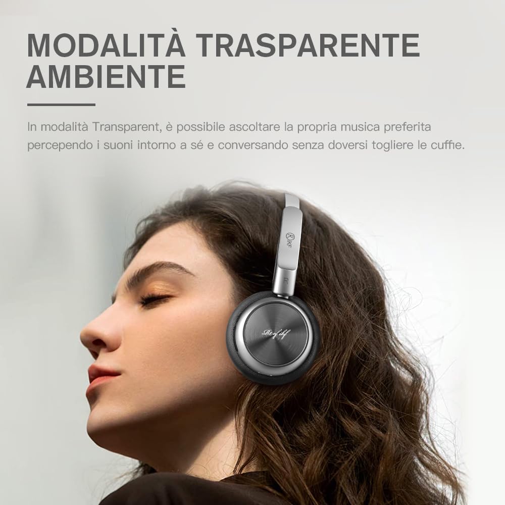 Cuffie wireless retro iKF R1,design vintage sovraurale,60 ore di riproduzione,microfono integrato,driver dinamico da 30 mm,leggero,connessione doppia per dispositivi iOS/Android(Nero)