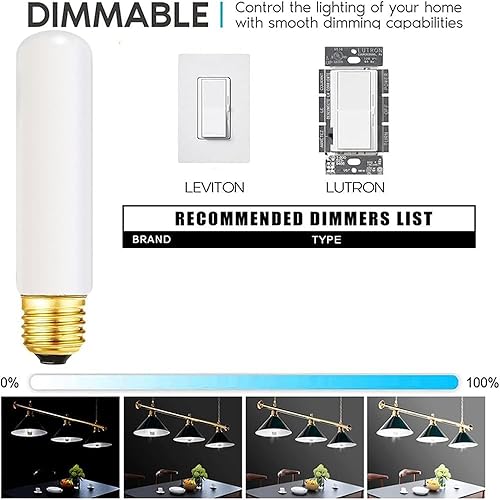 Miniatura 6 de SCOMX Bombilla incandescente tubular T10 de 25 W, lámpara de escaparate, 2700 K blanco suave, base mediana E26, 280 lúmenes, 120 V (4)