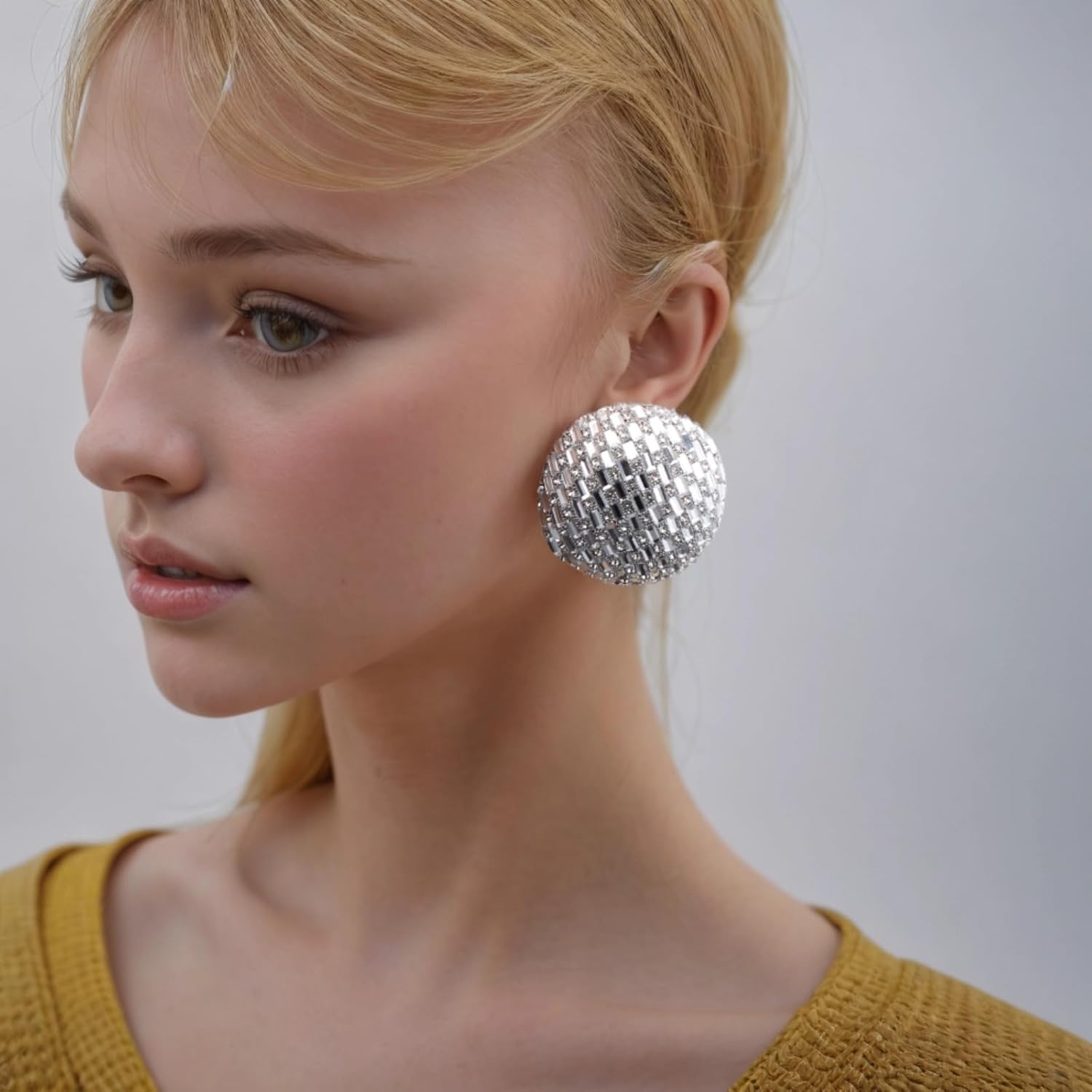 Bling Bling Crystal Rhinestone Stud Earrings for Women Trendy Colorful Chunky Statement Bead Dangle Drop Earrings Jewelry - Image 2