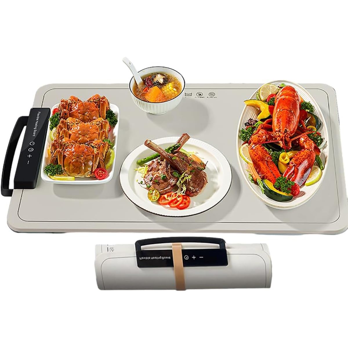 Vassoio Riscaldante Elettrico Pieghevole - Temperatura Regolabile 60/80/100°C, Per Buffet E Feste - Foto 9