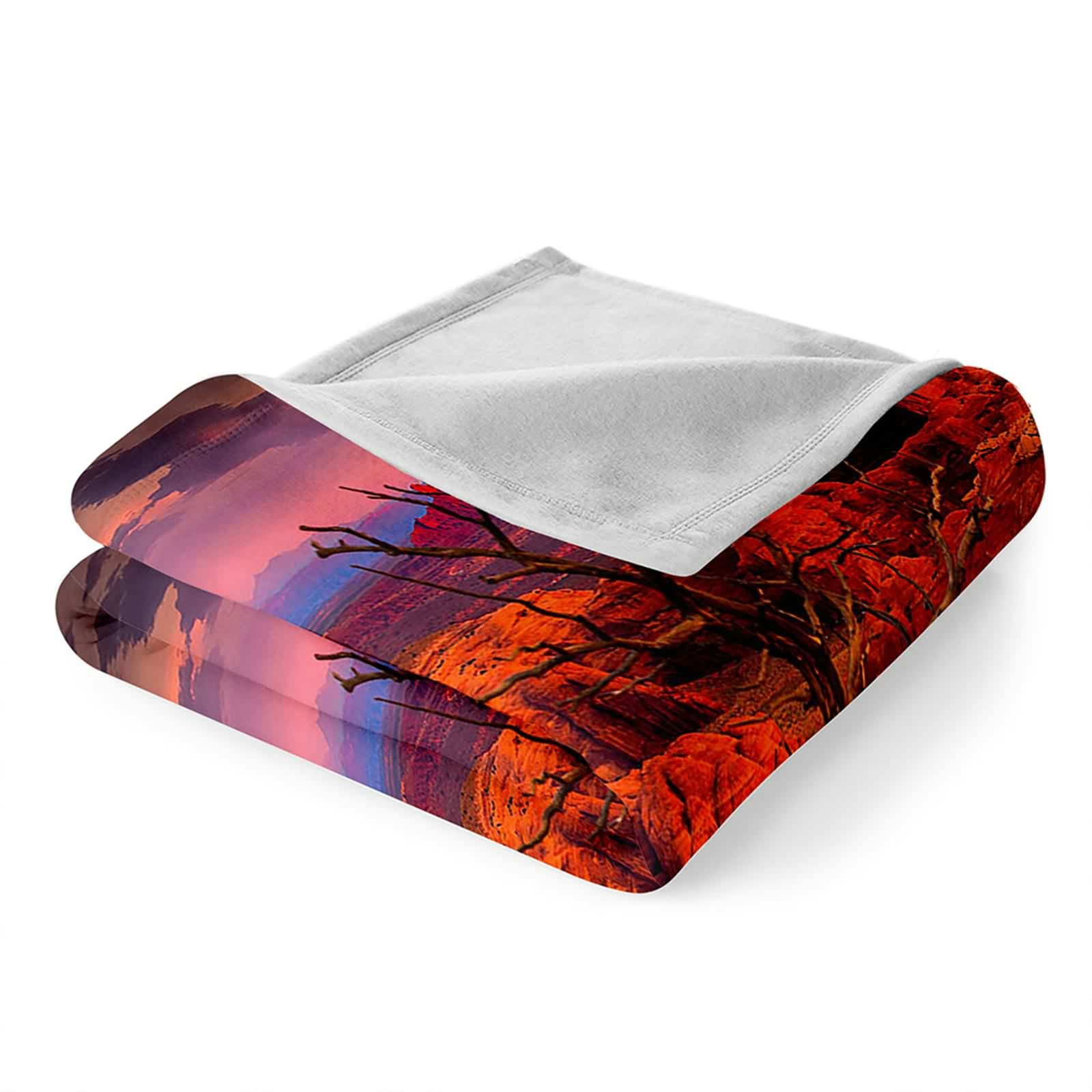 Aeici Couverture Polaire, Couverture Laine Flanelle Couverture 160x200 cm Montagnes et Rivières Couverture Canapé pour Salon Lit