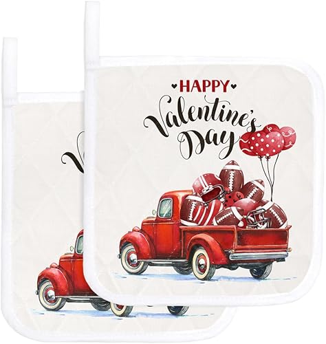 Miniatura 1 de 2 Packs Valentine's Truck Pot Holders Sets for Kitchen,Oven Pan Plate Bowl Pads Heat Proof Mat with Hanging Loop,Terry Cloth Potholders Soft Grip