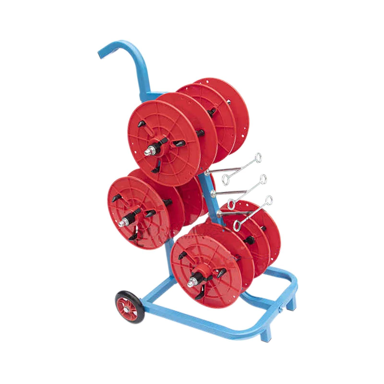 WDSOPK Wire Spool Rack,3 Rods Heavy Duty Wire Spool Cart with Wheels, Wire Dispenser Organizer,for Electrical Industrial and Garage (Red 3 Rods Wire)