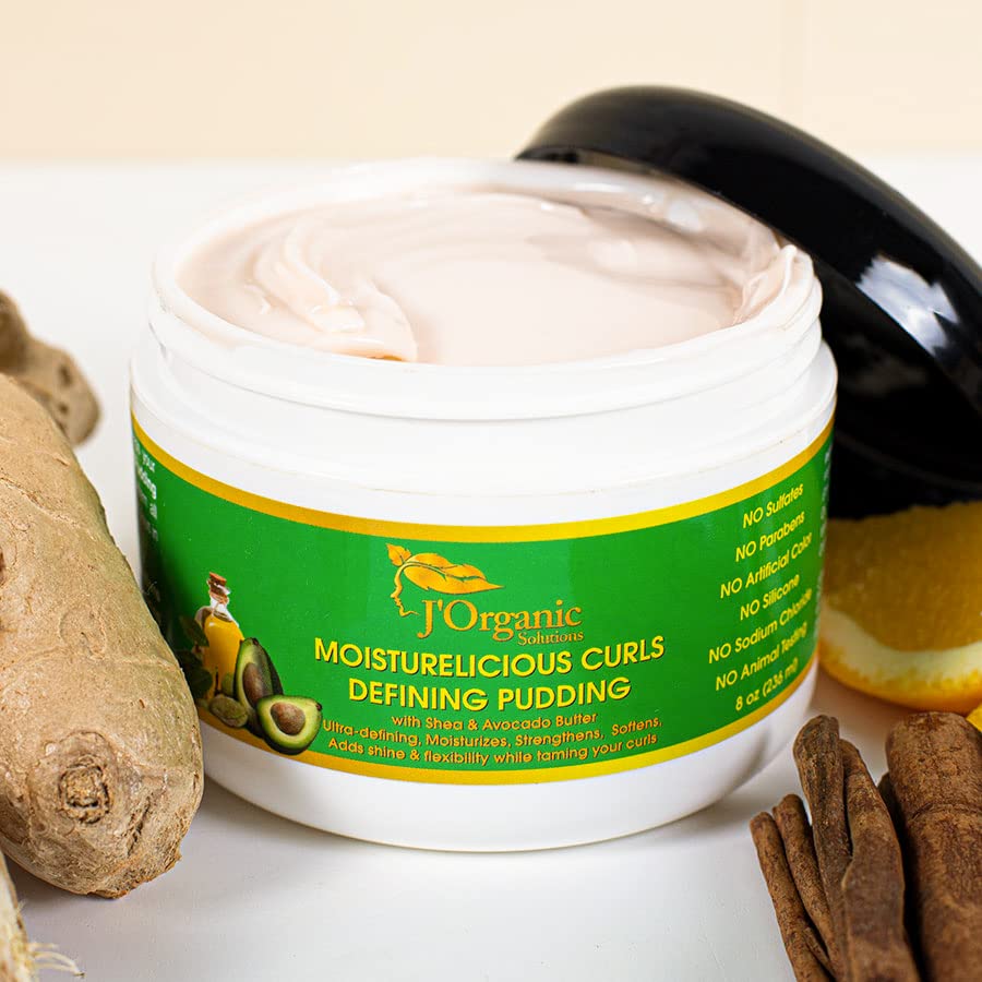 J'Organic Solutions Moisturelicious Curls Defining Pudding (for all hair type with Shea & Avocado Butter & more)