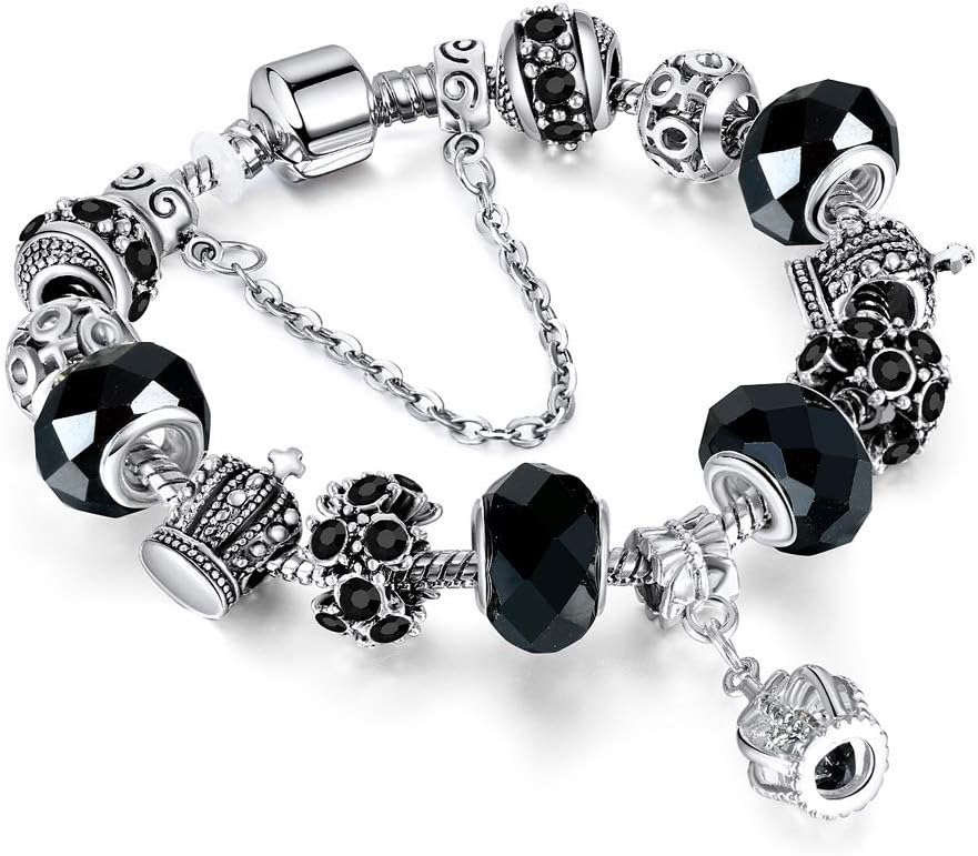 YplunGorgeous Crystal Beaded DIY Silver Bracelet - Birthday/Friendship Gift Bracelet for Women Girls