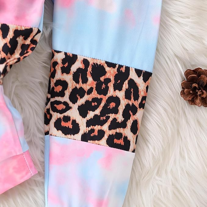 Image of Kid Toddler Girl Clothes - Tie Dye Hoodie Sweatshirt Girl Outfits Pullover Jogger Hooded Sweatpant Set