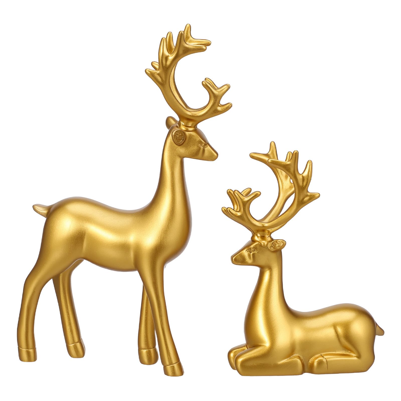 2 Stück Goldene Elch Figur aus Kunstharz für Zuhause und Esszimmer