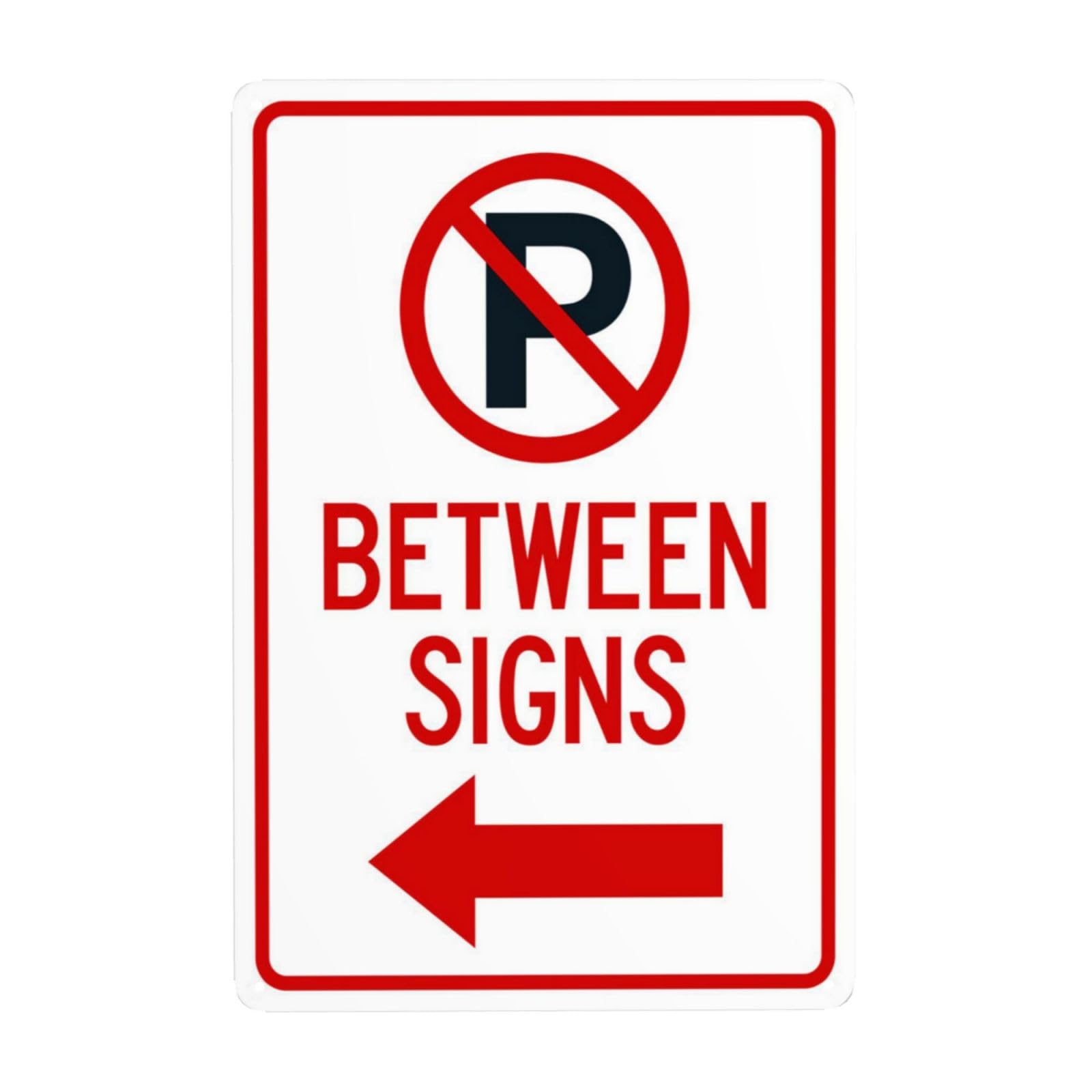 SMAZDFXX No Parking Between Signs With Left Arrow And Symbol Metal Warning Tin Sign Cautions Security for Street Business Decor 5.5"x8"