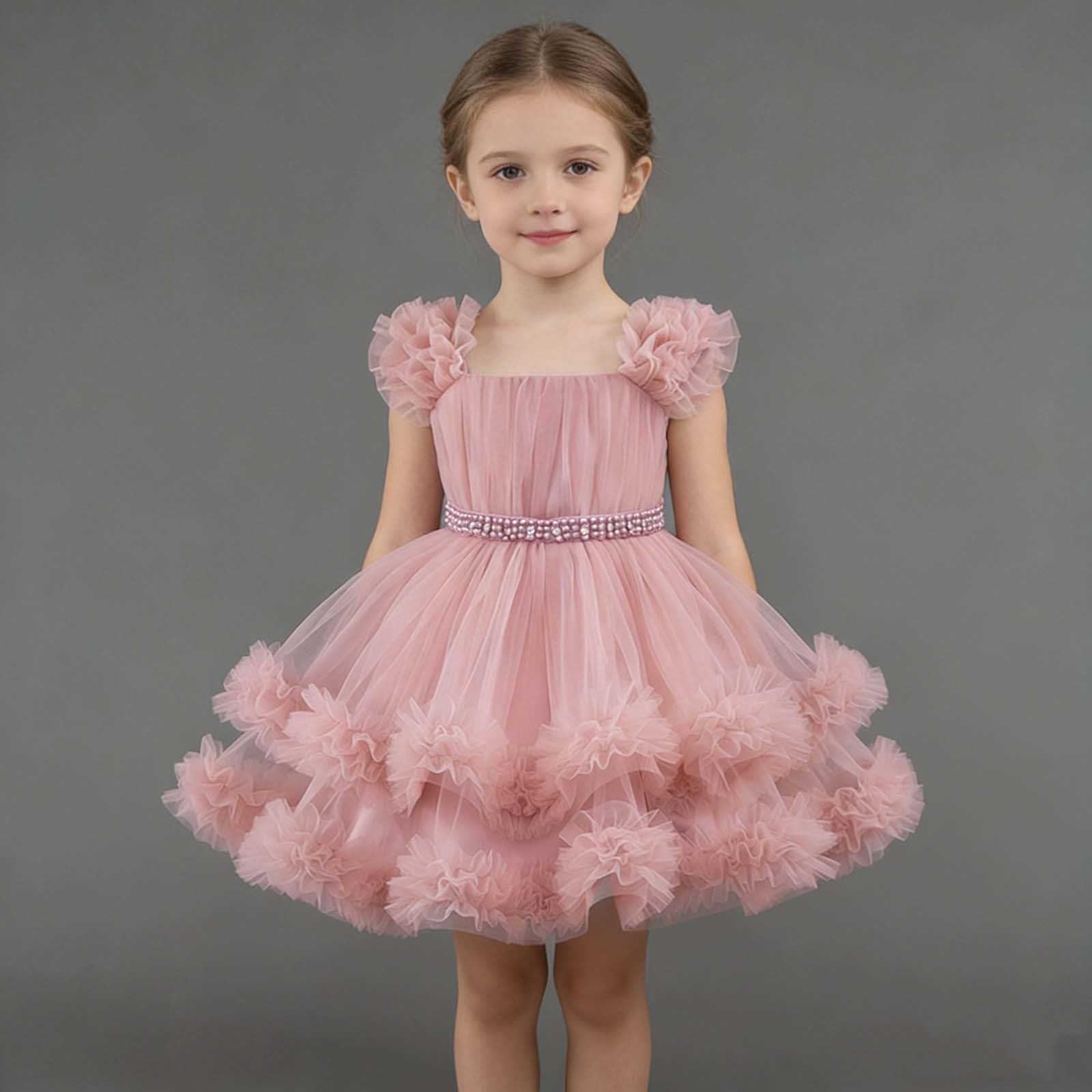 Genérico Vestido Niña de Fiesta Formal para niñas, Vestido de tutú para Recital de cumpleaños.