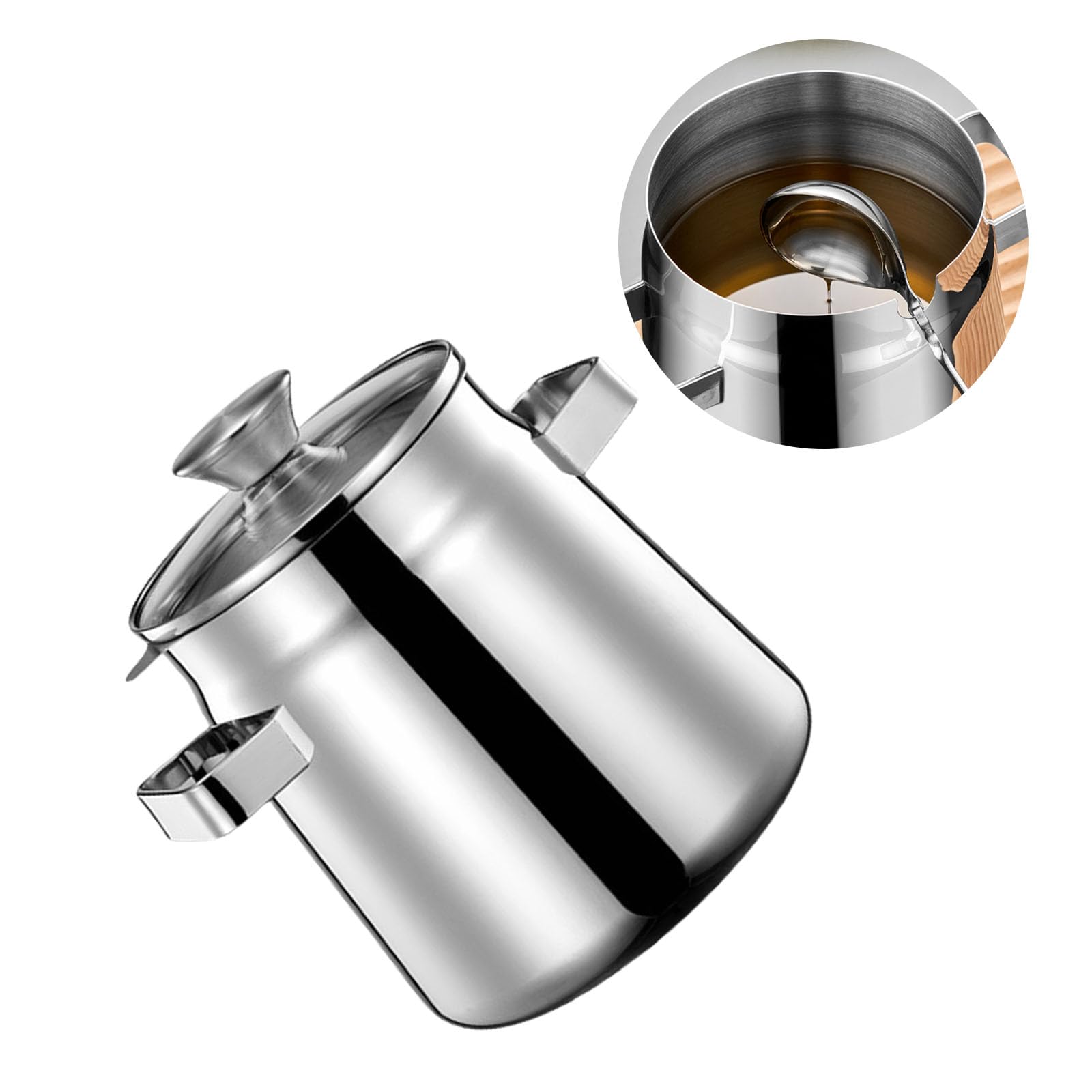 HEYZAKKA Grease Containers,Heavy Duty Stainless Steel Grease Container with Removable Filter for Bacon Fat Storage and Oil Management