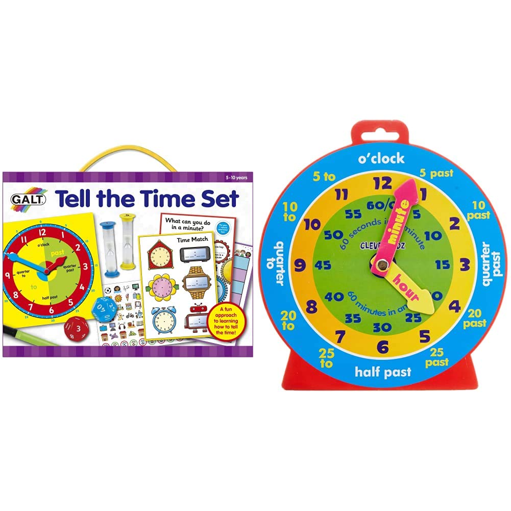 Galt Toys, Tell the Time Set, Learn To Tell The Time Clock, Ages 5 Years Plus & Premier Stationery Clever Kidz Magnetic Clever Clock as mentioned H2754992