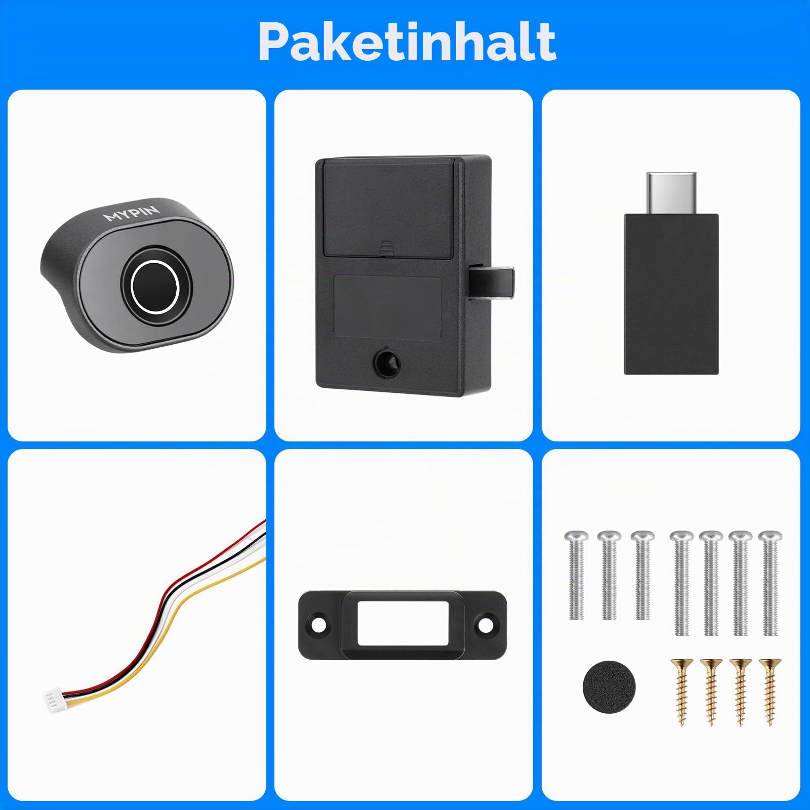 MYPIN Bluetooth Fingerabdruck Schrankschloss, intelligentes biometrisches Schrankschloss, elektrisches Fingerabdruck-Kindersicherheitsschloss, DIY-Holzmöbel-Privatsphäre-Schloss (legierter Stahl)