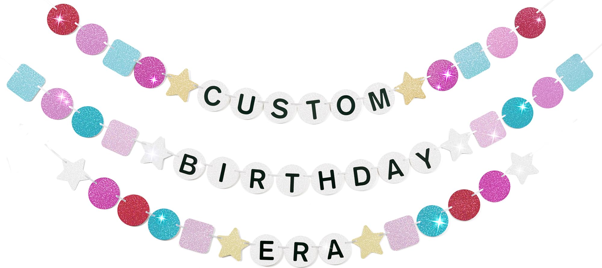 145 Pcs DIY Friendship Bracelet Birthday Banner, 5.4 ft Glitter in My Birthday Era Banner Era Tour Decorations for Classroom Party Supplies