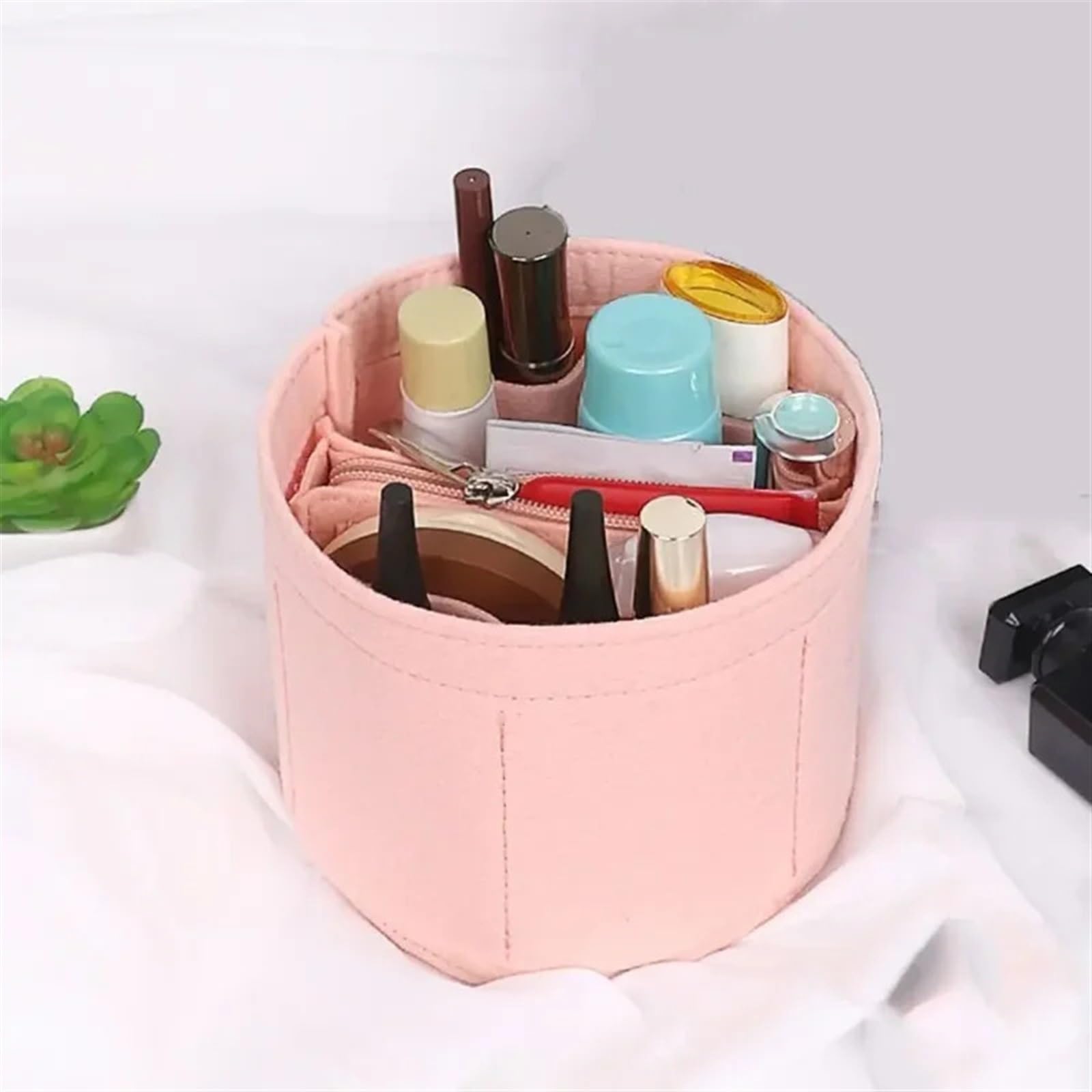 Fieltro Interior Bolsa 4 Uds. Bolsa de Fieltro, Bolsa Suave, Bolso Interior, Bolso de Viaje, Forro, Organizador portátil para Almacenamiento(Beige-Style-1)