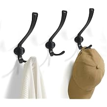 TUNNY Coat Hooks - Heavy Duty Hooks-Matte Black Coat Hooks, Pack for 3 Entry Shoe Cabinets On Door Hanger, wall Hook for Hanging Towel,Purse, Robe, Backpack, Jacket, Clothes - for Bathroom