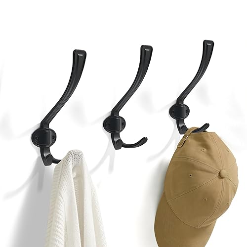 TUNNY Coat Hooks - Heavy Duty Hooks-Matte Black Coat Hooks,