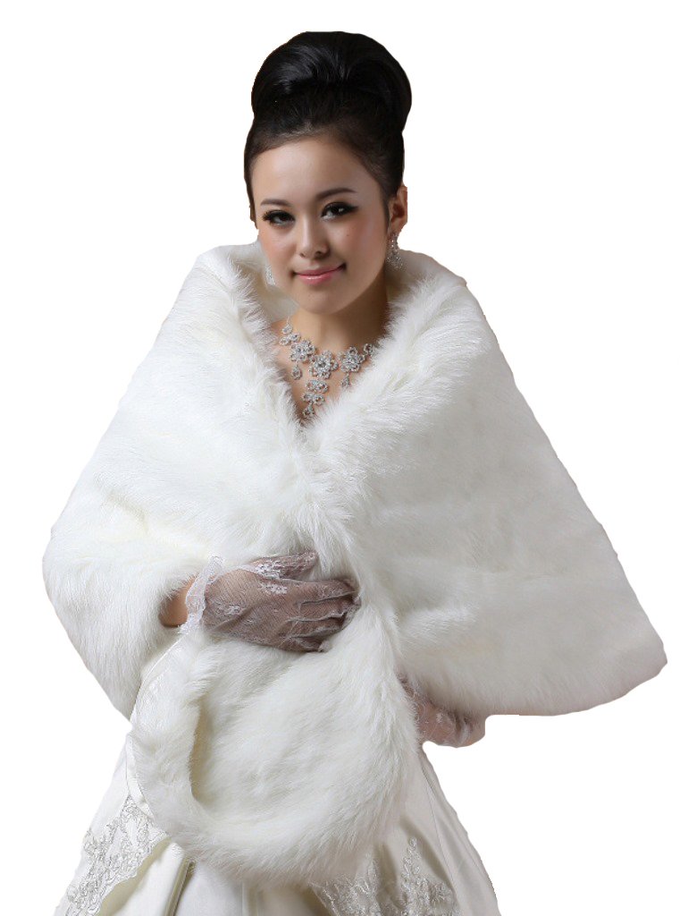 Cinda Ladies Faux Fur Bolero/Shrug Ivory One Size