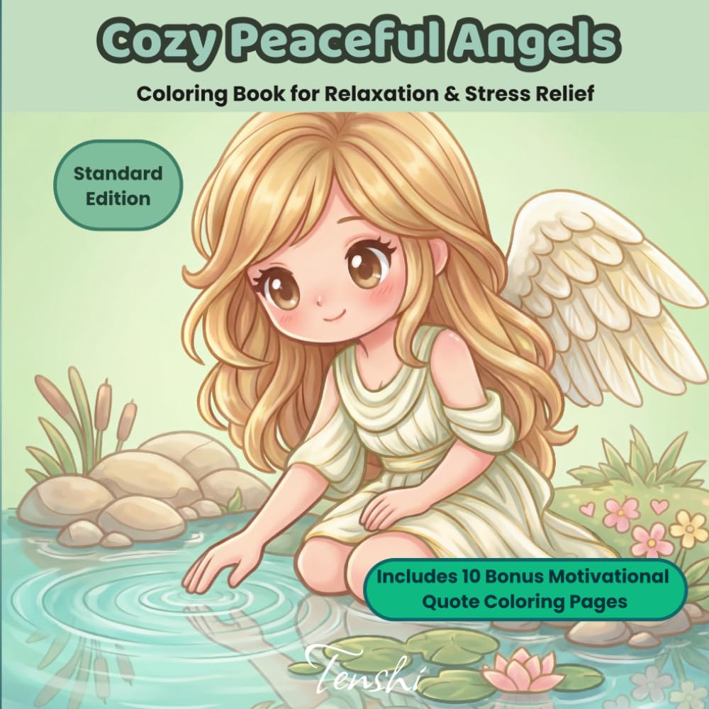 Cozy Peaceful Angels: 50 calming angel illustrations for relaxation, mindfulness and peaceful creative moments (Cozy Angels Coloring Book Series)