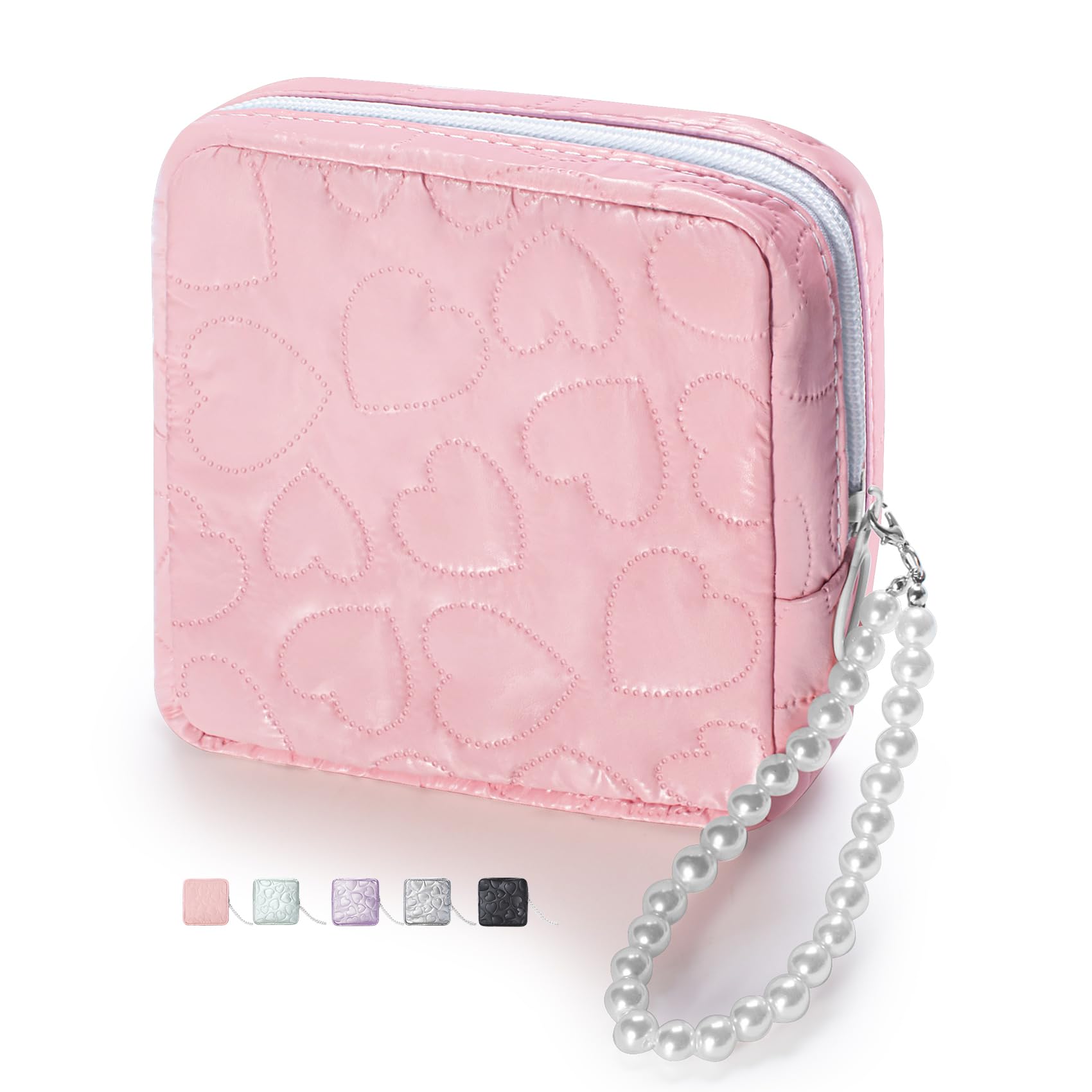 Amazon.com: Ralnitote Mini Makeup Bag with Detachable Faux Pearl Chain ...