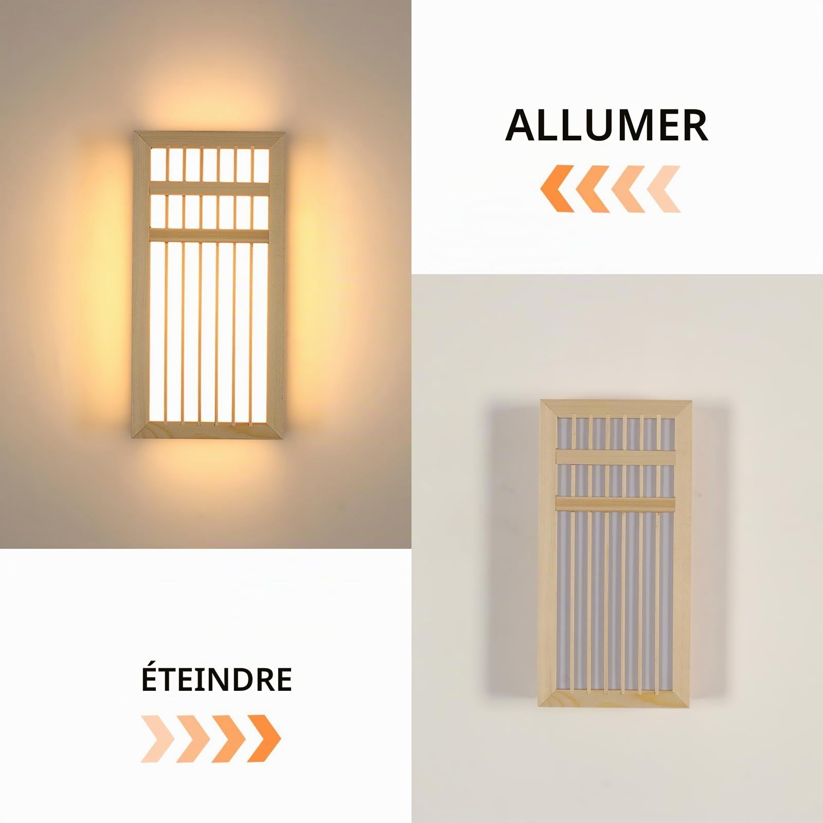 Goeco Applique Murale Intérieure Bois Carré, 18W 30CM 3000K