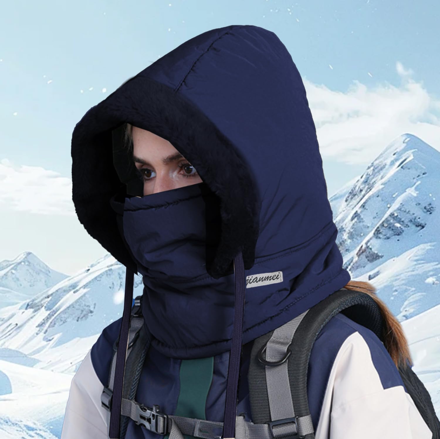 Gorro de Esquí Bufanda con Capucha Sombrero con Capucha Forro Polar Mujer 2 en 1 Cálido Balaclava Invierno