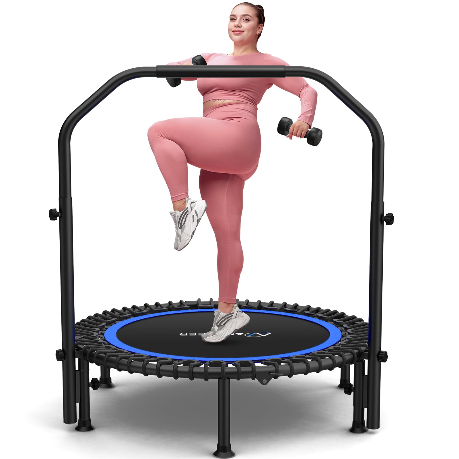 ANCHEER 40"/48" Foldable Mini Trampoline with Adjustable Handle for Adults