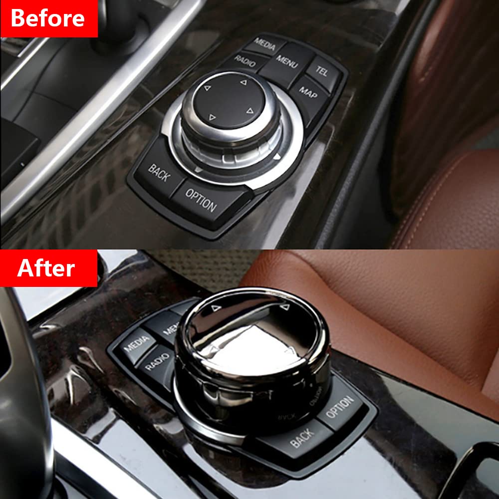 Copertura per pulsanti multimediali Console Centrale Grande Pulsante Multimediale Modificato Compatibile con BMW Serie 1, F20 Serie 3, F30 Serie 5, F10