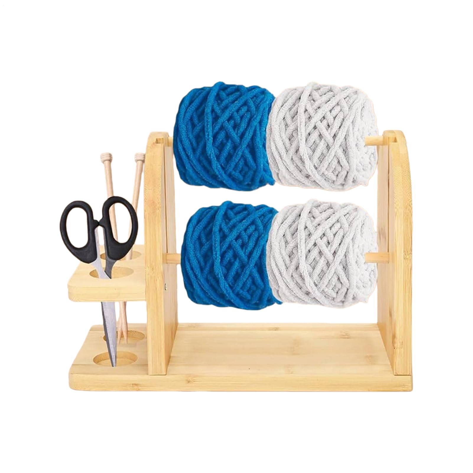 Generico Soporte para ovillos de hilo de madera | Herramienta giratoria de madera natural lisa | Soporte para hilo | Para familia amigos amantes amantes amantes principiantes adultos hombres mujeres