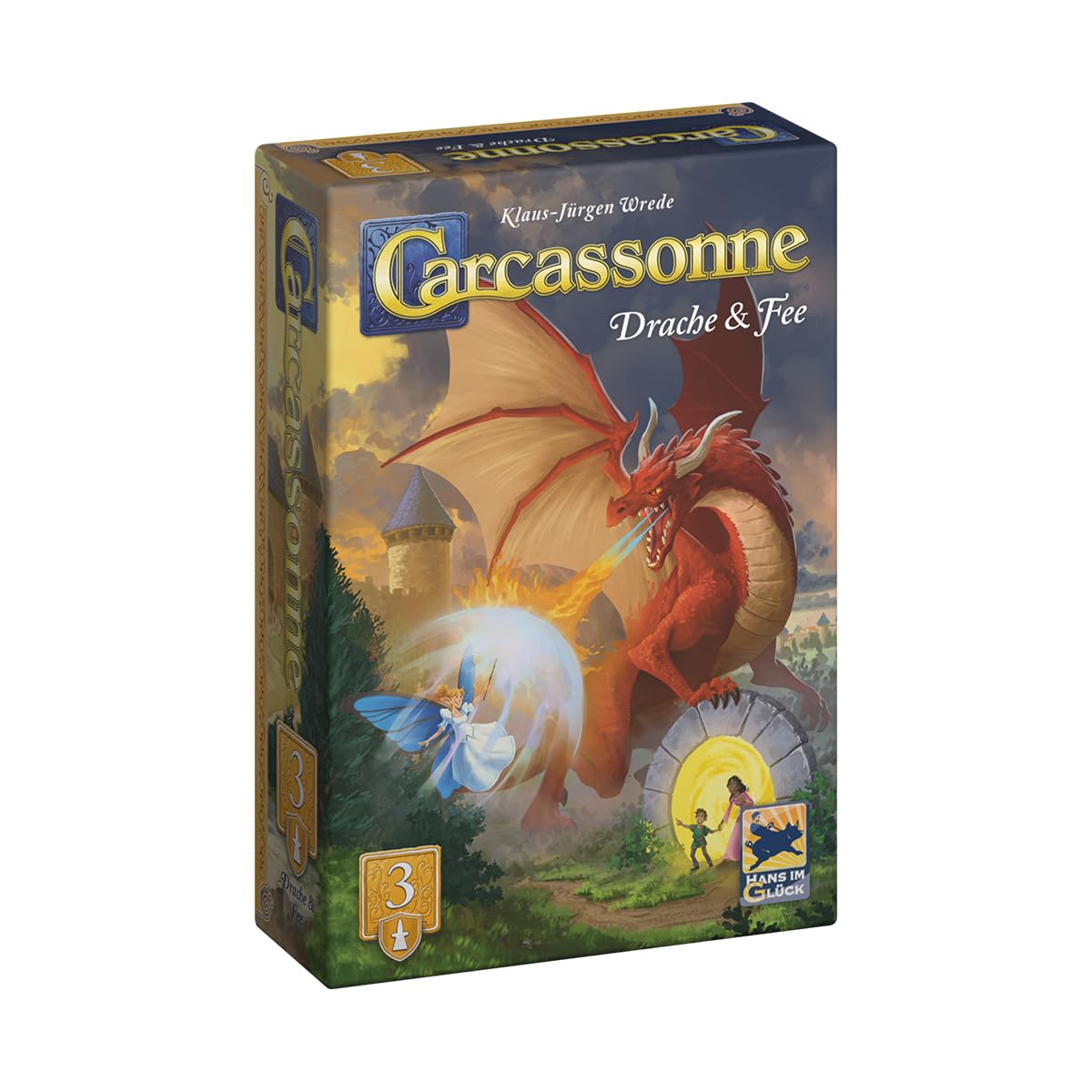 Hans im Glück Carcassonne - Dragon and Fairy (2025 Edition), 3rd Expansion, Family Game, 2-6 Players, 7+ Years, 45 Minutes, German