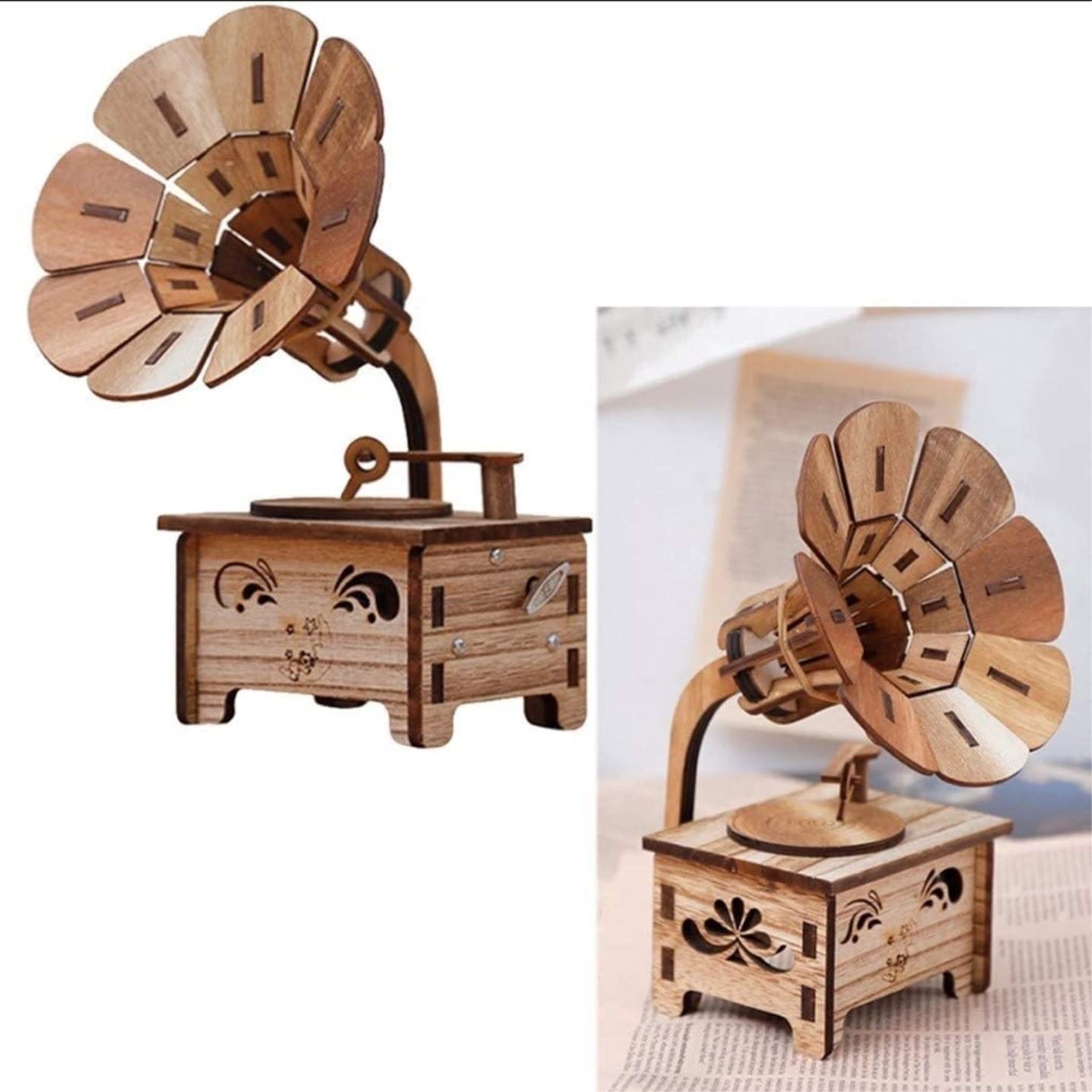 pozytywki Drewniana Pozytywka Fonograf DIY Kreatywna Drewniana Retro Pozytywka Na Boże Narodzenie Urodziny pozytywka prezent urodzinowy