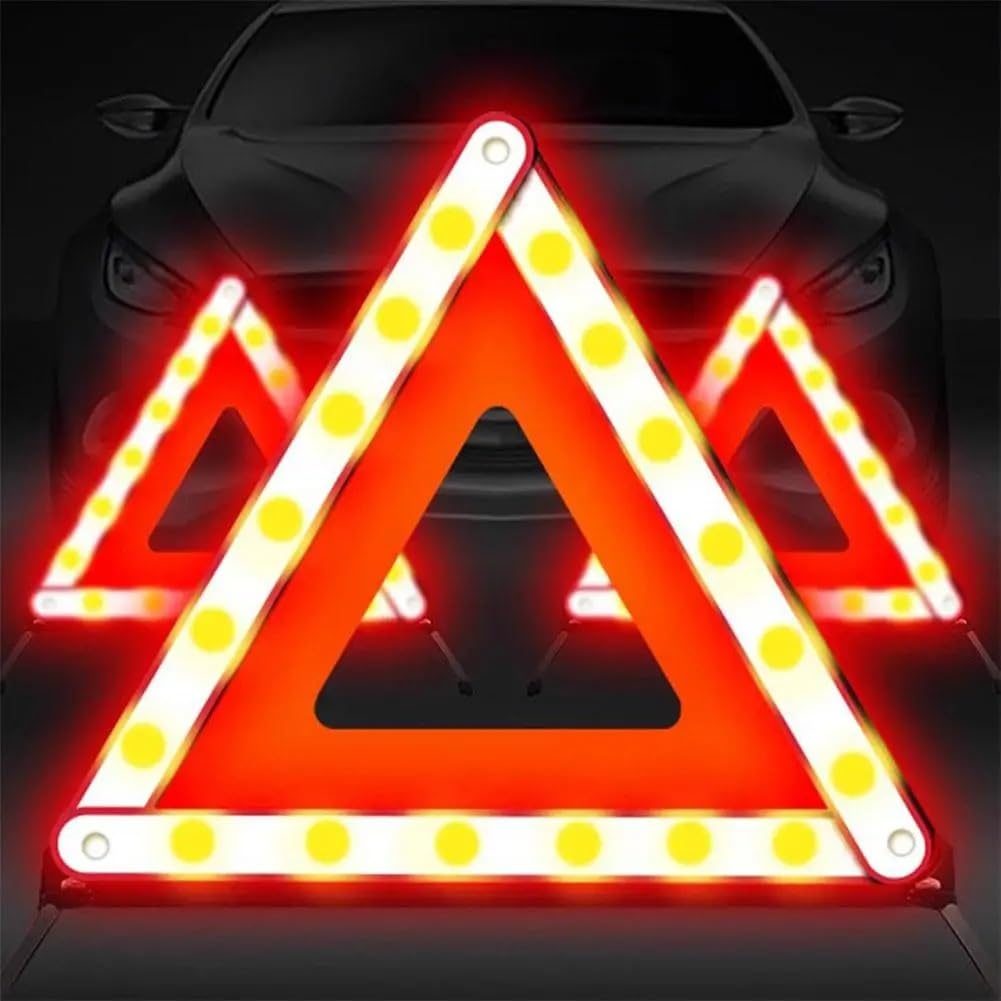 Warndreieck Notfall-Pannen-Warndreieck, rot, reflektierend, tragbar, faltbar, Sicherheits-Auto-Stopp-Reflektor(B)